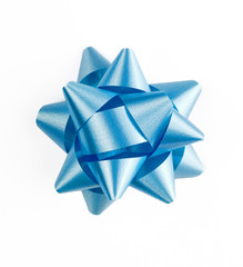 blue gift bow on a white background isolated