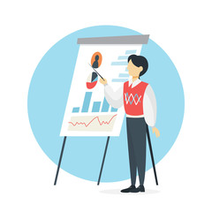 Businessman make presentation with graph and chart