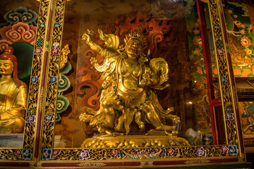 Inside buddhist temple near Boudhanath stupa,Kathmandu, Nepal
