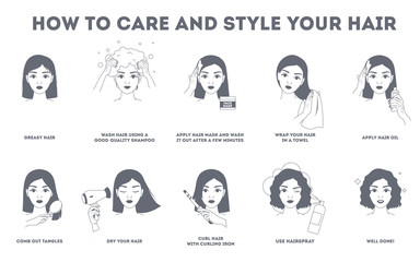 How to care for your hair instruction.