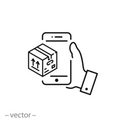 logistic smartphone icon, delivery line sign on white background - editable vector illustration eps10