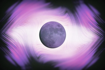 abstract illustration moon planet influence on man and earth sleepwalkingr