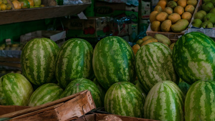 Fresh watermelon in a market