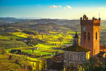 Rolgordijnen San Miniato klokkentoren van de kathedraal. Pisa, Toscane Italië Europa. © stevanzz