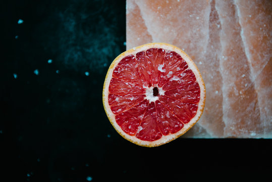 Grapefruit half with salt