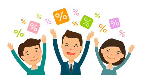 Sale, discount banner. Business, Black Friday concept. Cartoon vector illustration