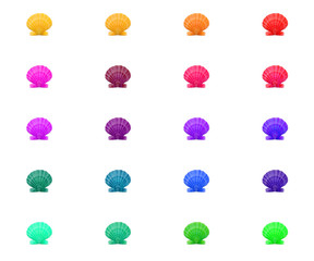Bright colorful pattern background of multicolred rainbow shells in grid