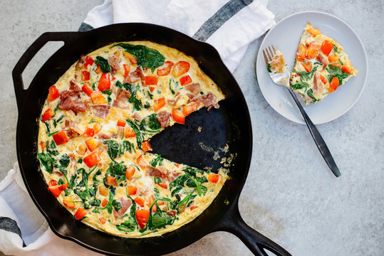 Frittata with prosciutto and spinach