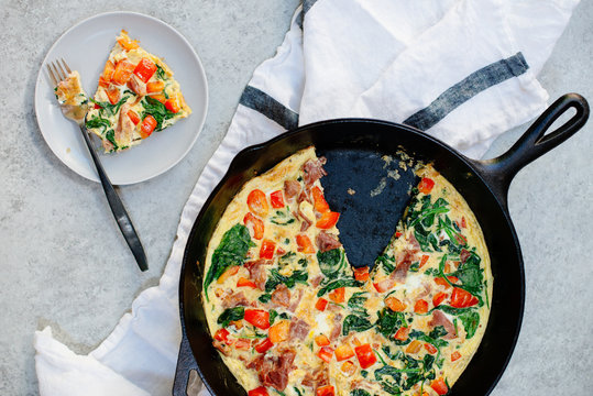 Frittata with prosciutto and spinach
