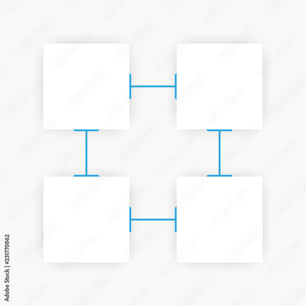 Aufkleber four step infographic template with empty paper notes.
