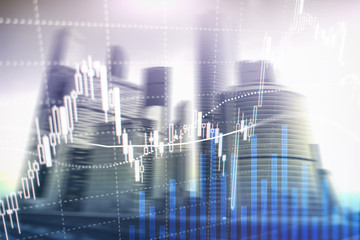 Obraz na płótnie Canvas Forex trading, Financial market, Investment concept on business center background.