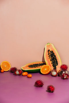 Lychee, orange and papaya