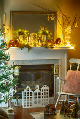 Interior room with elegant Christmas decoration