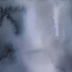 Monochrome blue gray ink and watercolor texture. Hand painted on watercolor paper