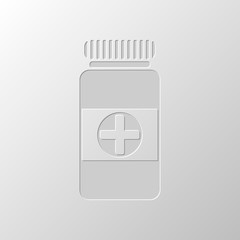 Fototapeta premium Bank of pills icon. Paper design. Cutted symbol. Pitted style