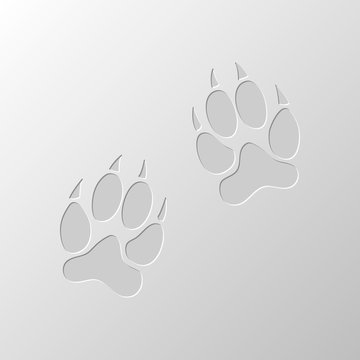 animal tracks icon. Paper design. Cutted symbol. Pitted style