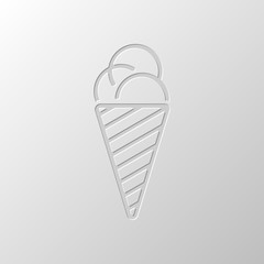 ice cream icon. Paper design. Cutted symbol. Pitted style