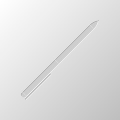 Pen icon. Paper design. Cutted symbol. Pitted style
