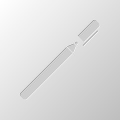 Pen or marker icon. Paper design. Cutted symbol. Pitted style