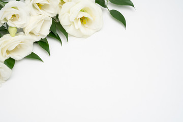 White Lithianthus Flower Bloom Flat Lay