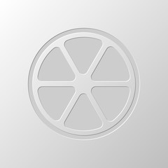 Obraz premium lemon slice icon. Paper design. Cutted symbol. Pitted style