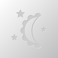 moon and stars. simple silhouette. Paper design. Cutted symbol.