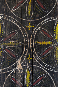 A colorful patter on wood