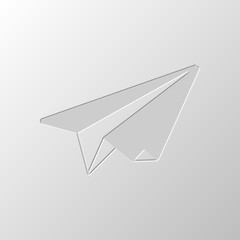 paper plane. origami glider. Paper design. Cutted symbol. Pitted