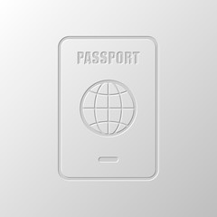passport, simple icon. Paper design. Cutted symbol. Pitted style