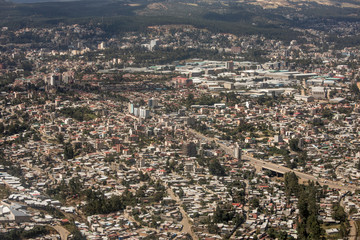 Aerial view of densely populated city of Addis Ababa, Ethiopia