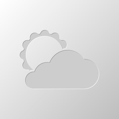 sun and cloud. Paper design. Cutted symbol. Pitted style