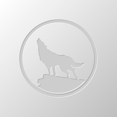 wolf. simple icon. Paper design. Cutted symbol. Pitted style