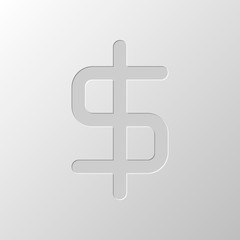 simple dollar symbol. Paper design. Cutted symbol. Pitted style