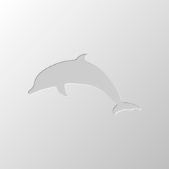 silhouette of dolphin. Paper design. Cutted symbol. Pitted style
