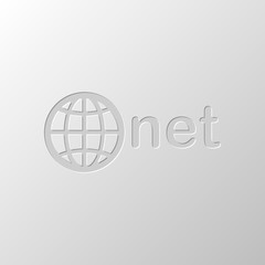 one of main domains, globe and net. Paper design. Cutted symbol.