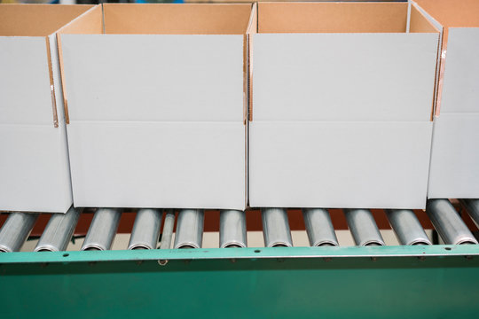 Boxes on conveyor belt
