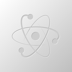 scientific atom symbol, logo, simple icon. Paper design. Cutted
