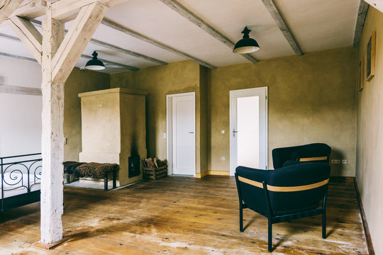 Rustic Bedroom in Half-Timbered House