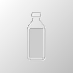 bottle of water, simple icon. Paper design. Cutted symbol. Pitte