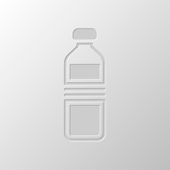 bottle of water, simple icon. Paper design. Cutted symbol. Pitte