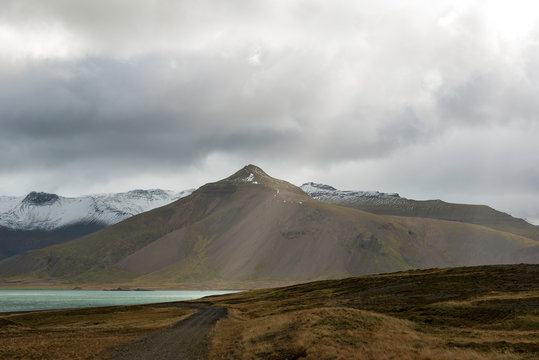 God rays on Iceland mountain