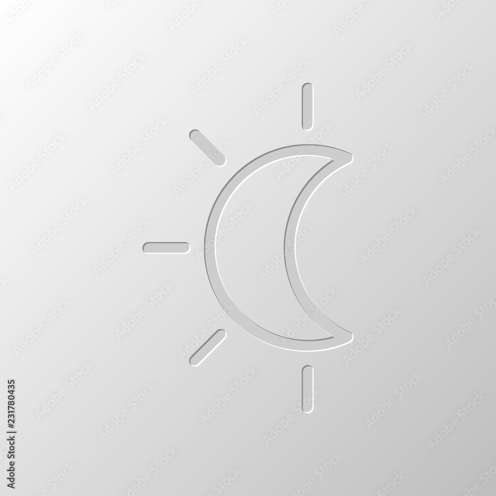 Poster eclipse. simple linear icon with thin outline. paper design. cut