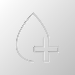 Fototapeta premium drop of blood and medical cross. linear symbol with thin outline