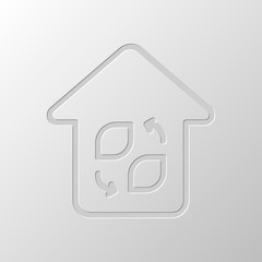 Eco house. Concept logo. Simple linear icon with thin outline. P