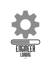 loading aufladen rund kreis engineer please wait warten lade ladebalken ausbildung arbeiter ingenieur zahnrad mechaniker rad rund design logo