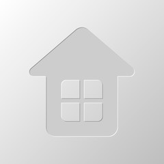 Simple house icon. Paper design. Cutted symbol. Pitted style