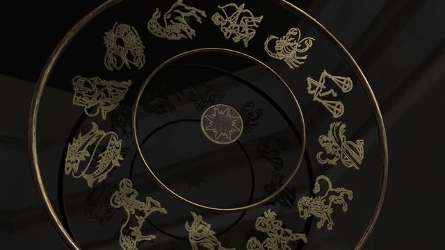Golden Zodiac Wheel