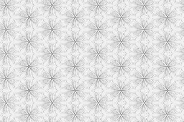 Seamless light texture of three-dimensional elegant flower petals based on hexagonal grid 3D illustration