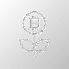 Fototapeta premium Money flower with bitcoin. Money tree. Linear icon with thin out