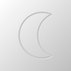 Simple moon. Weather symbol. Linear icon with thin outline. Pape